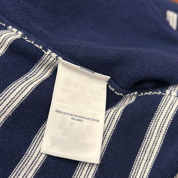 Lands End navy white striped cotton open cardigan Size S EUC - Picture 8 of 11